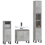 ZNTS 3 Piece Bathroom Cabinet Set Concrete Grey Engineered Wood 3187801