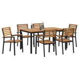Garden Dining Set 7 pcs Black Solid Acacia Wood 3284400