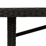 Garden Table Black PE rattan, powder-coated steel, tempered glass 365602