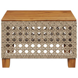 Garden Table Beige 55x55x36 cm Poly Rattan Acacia Wood 365931