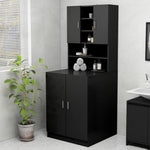 ZNTS Washing Machine Cabinet Black 3082009