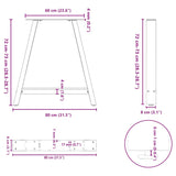 ZNTS Coffee Table Legs A-Shaped 2 pcs Black 80x cm Steel 4012856