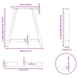 Dining Table Legs A-Shaped 2 pcs 80x cm Steel 4012859