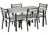 Five-Piece Marble Effect Dining Table Set - Grey/Black T3398P341236