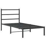 Metal Bed Frame without Mattress with Headboard Black 90x200cm 355358