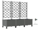 Garden Planter with Irrigation&Wheels 3 pcs Light Grey PP 3423094
