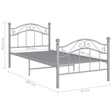 Bed Frame Grey Powder-coated metal Single Durable Bed Frame 324990