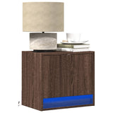 ZNTS Wall-mounted Bedside Cabinets with LED Lights 2 pcs Brown Oak 852088