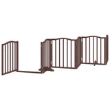 Dog Gate with Door Foldable 15 Panels Brown 750 cm Poplar Wood 3155605