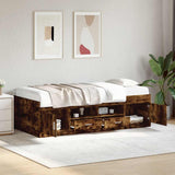 Daybed with Drawers without Mattress Smoked Oak 90x190 cm Single 3280255