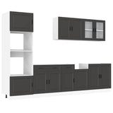 7 Piece Kitchen Cabinet Set Porto Black Engineered Wood 3314752