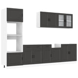 ZNTS 7 Piece Kitchen Cabinet Set Kalmar Black Engineered Wood 3314752