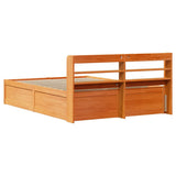 Bed Frame with Headboard Wax Brown 135x190 cm Solid Wood Pine 3307100