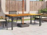 Garden Table Black 140x80x75 cm Poly Rattan Acacia Wood 366276
