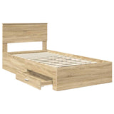 Bed Frame with Drawer Sonoma Oak 100 x 200 cm Engineered Wood 3410933