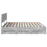 Bed Frame with Drawer Concrete Grey 200 x 200 cm Engineer Wood 3410675