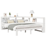 Bookcase Bed without Mattress White 150x200 cm King Size Solid Wood Pine 3324380