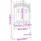 Fence Gate with Spear Top Black 103x125 cm Powder-coated Steel 151091