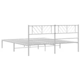 Metal Bed Frame without Mattress with Headboard White 180x200cm 372232