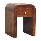 Solid Wood Mini Darcy Chestnut Nightstand with Curved Edges, 1 Drawer, Dark Brown B2743P403470