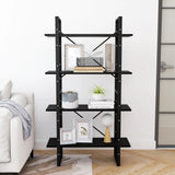 Book Cabinet Black Solid Pine Wood, Metal 80 x 30 x 140 cm 806466