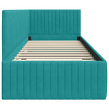 Corner Bed Frame with Headboard Turquoise 80 x 200 cm Velvet 42016254