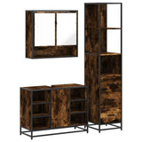 3 Piece Bathroom Furniture Set Smoked Oak Engineered Wood 3301182