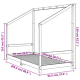 Kids Bed Frame White 90x200 cm Solid Wood Pine 835704