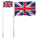 UK Flag and Pole 5.55 m Aluminium 3147140