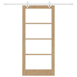 Sliding Door Natural 93 x 202 cm Solid Pine Wood and Glass 3332259