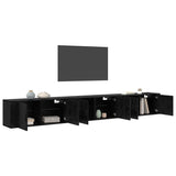 Wall-mounted TV Cabinet Set Black Oak Engineered Wood 3415602