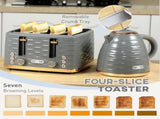 Kettle and Toaster Sets, 3000W 1.7L Rapid Boil Kettle & 4 Slice Toaster with 7 Browning Controls, T3398P344242