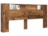 Storage Headboard with LED Old Wood 160 cm Engineered Wood 8009446