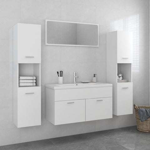 ZNTS Bathroom Furniture Set White Engineered Wood 3071513
