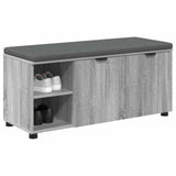 Hall Bench with Cushion with Shelf Grey Sonoma 100 x 38 x 46 cm 891517