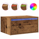 ZNTS Wall-mounted Bedside Cabinets with LED Lights 2 pcs Old Wood 860226