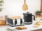 Sleek Textured Kettle and Four-Slice Toaster Set - Black T3398P422926