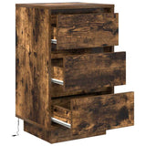 Bedside Cabinet with LED Lights Smoked Oak 38x34x65 cm 861305