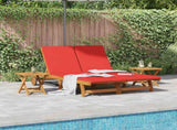 Sun Lounger Reclining with Cushion Red Solid Acacia Wood 3407703