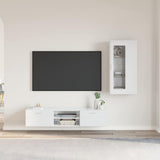 TV Cabinet Set FLORIN 3 pcs High Gloss White Engineered Wood 3397928
