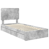 Storage Bed Concrete Grey 100 x 200 cm Engineered Wood 3412717