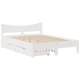 Bed Frame with Drawers White 120x190 cm Small Double Solid Wood Pine 3301924