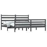 Bed Frame Grey Solid pine wood 200x200 cm Durable Bed Frame 3103735
