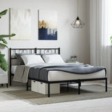Metal Bed Frame without Mattress with Headboard Black 120x200cm 355461