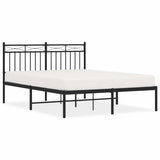 Metal Bed Frame without Mattress with Headboard Black 135x190cm 373690