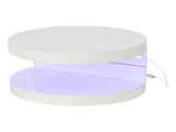 Round rotating coffee table with LED lights, 360&deg rotating tabletop, end table, double-layer sofa N605P387961W