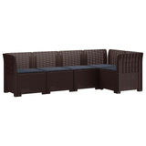 5-Seater Garden Sofa with Cushions Rattan Look PP Brown 3444041