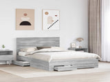 Bed Frame with Drawer Grey Sonoma 160 x 200 cm Engineered Wood 3411956