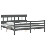 Bed Frame without Mattress Grey 200x200 cm Solid Wood 3195178