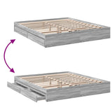 Bed Frame with Drawers without Mattress Grey Sonoma 200x200 cm 3280634
